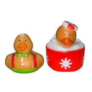 Set of 2 Christmas Gingerbread  & Cup of Cocoa 2" Rubber Ducks Duckies Jeep Duck